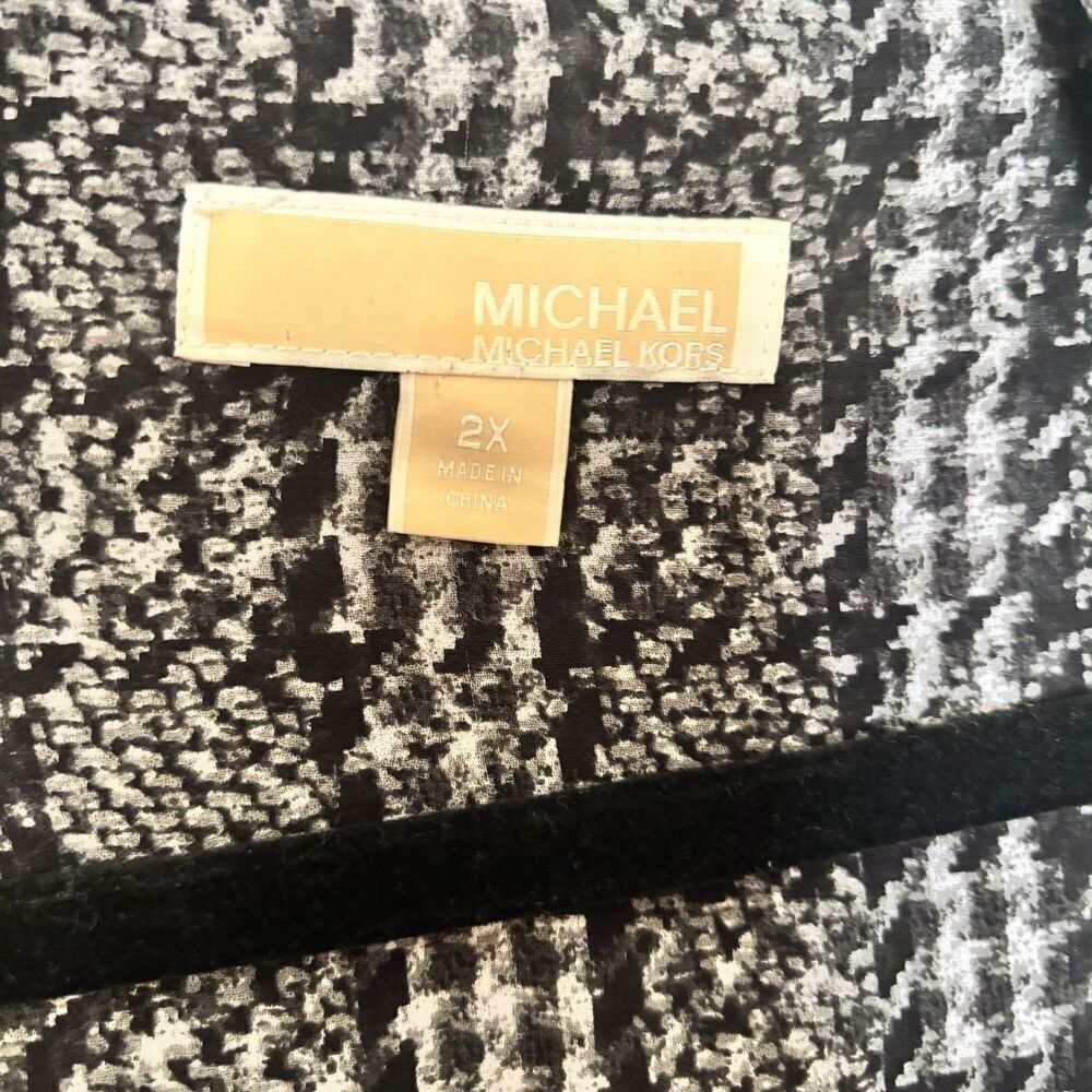 Michael Kors Top Women 2X Multicolor Houndstooth Button Up Shirt Collared Blouse - Picture 7 of 9
